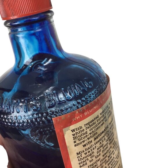 Mrs. Stewarts Liquid Bluing Vtg Laundry Whitening 10 oz Glass Bottle Luther Ford - Picture 5 of 9